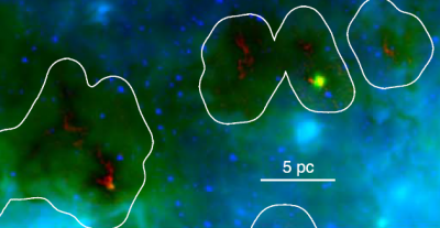 A three color image of clouds in our Galactic Center.